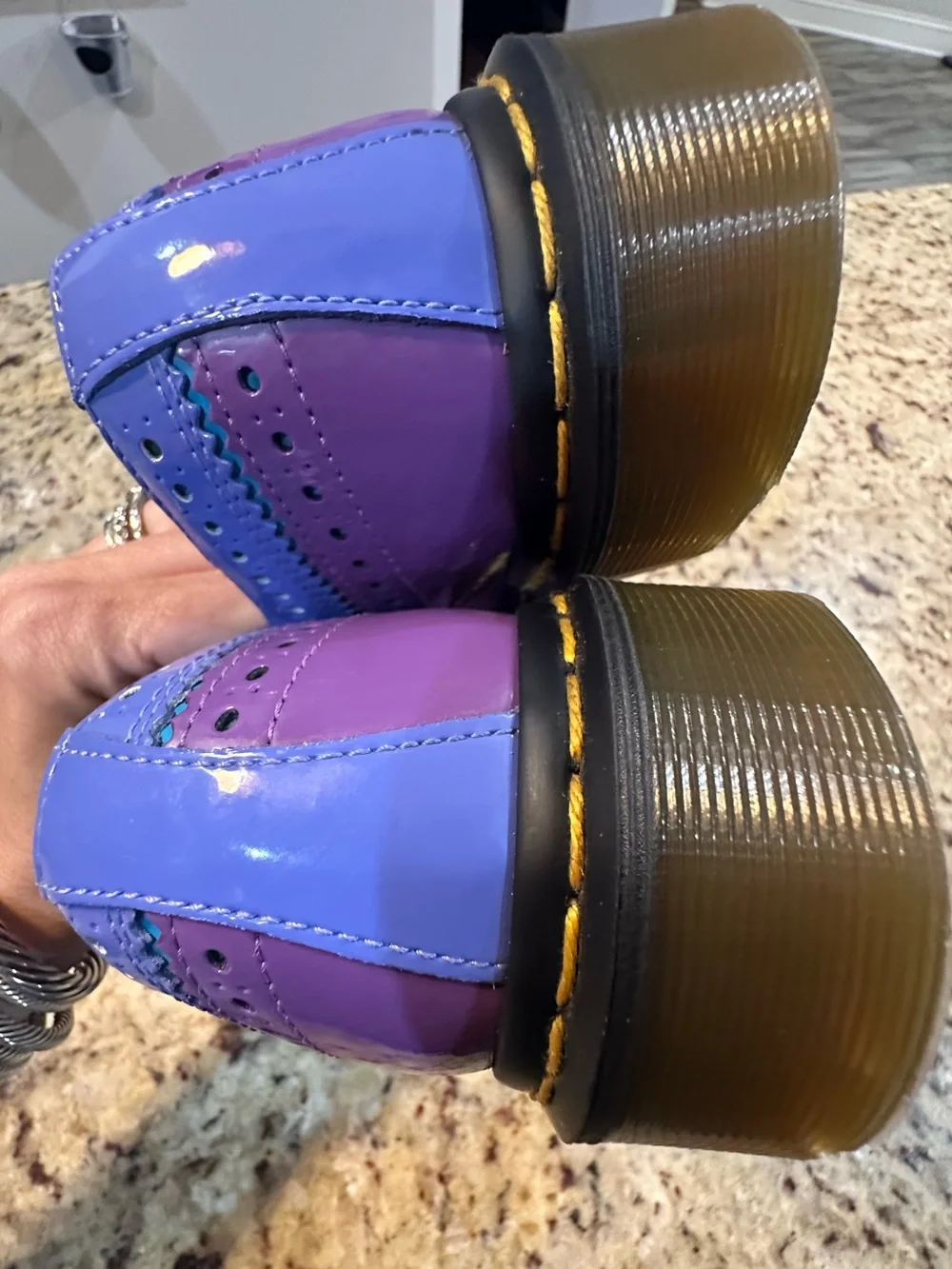 Rare Dr Martens 3989 Brogue Shoes Purple Blue Patent Leather Women US 9 UK 7 - Picture 11 of 13